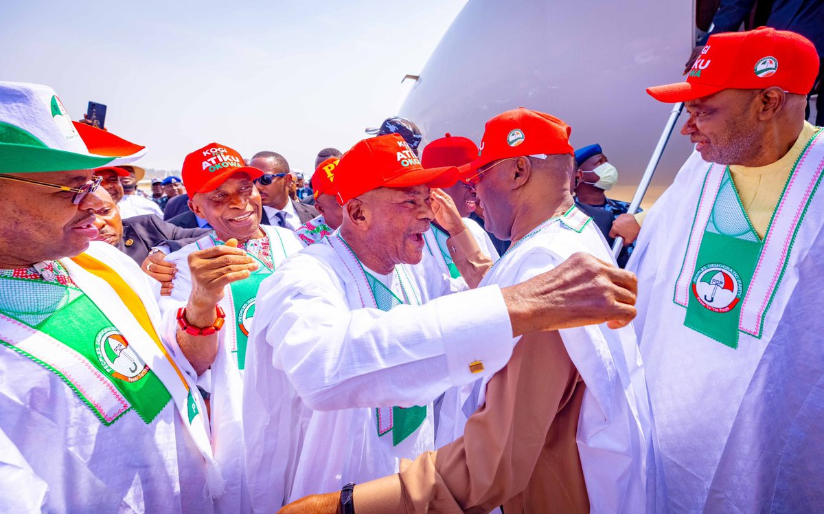 OfficialPDPNig's tweet image. #AtikuOkowa2023:
The leader of the #RecoverNigeria mandate and PDP Presidential Candidate, Atiku Abubakar and his running mate, Dr. Ifeanyichukwu Okowa are already in Lokoja, Kogi State, for the rally. Join us for live broadcast as we #RecoverKogiWithAtiku