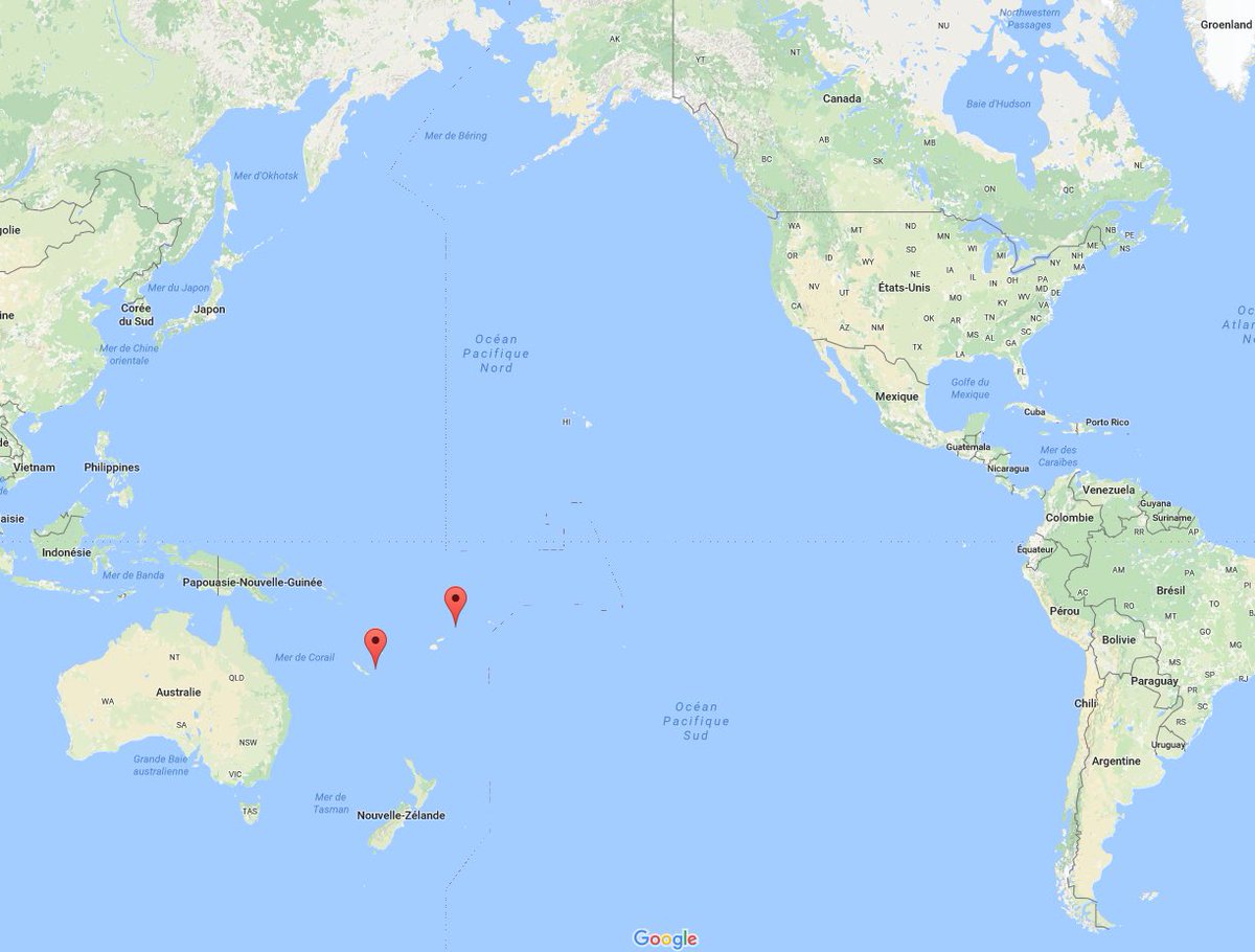 amazingmap's tweet photo. These 2 dots show the islands of Mare' and Futuna; the easternmost and westernmost parts of France, respectively. https://t.co/0xqIDdZrpP