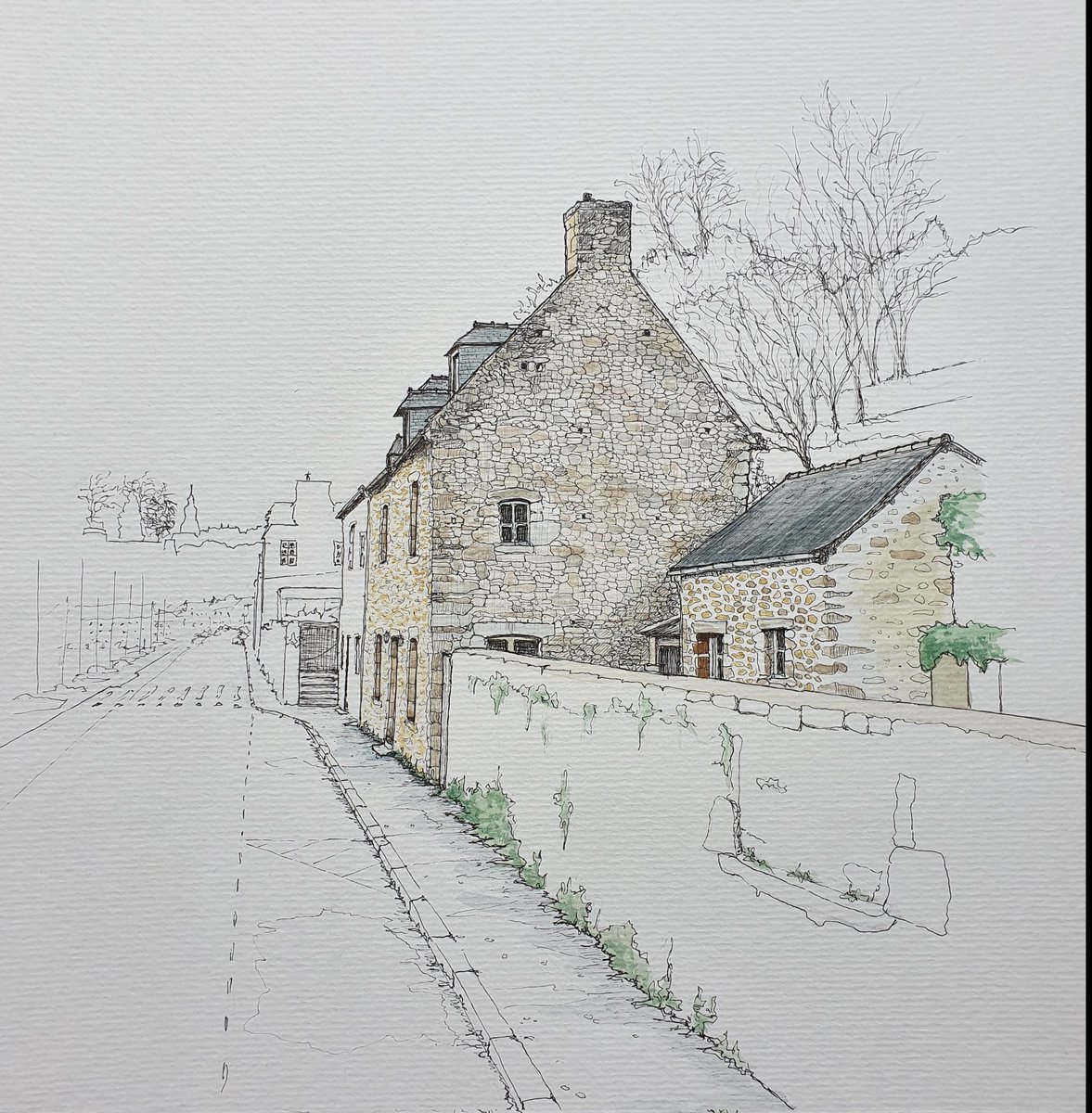 dj22100's tweet photo. Dessin dj Maison Port de #dinan #dessin #illustration #drawing #pintura https://t.co/3sPh7UqRic