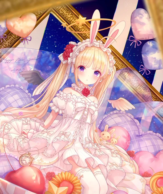 遅くなりましたが、新年あけましておめでとうございます本年もよろしくお願いいたします今年は卯年ということでうさぎを意識しつつ1枚描いてみましたー 