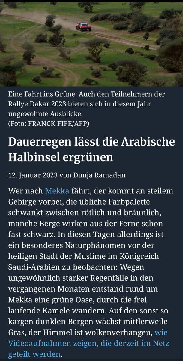 ChapeauHDG's tweet photo. Wenn die #Wueste lebt ... dieser "verdammte" #Klimawandel... 🤷🏻♂️🥳
#Dauerregen lässt die Arabische Halbinsel ergrünen. Viele haben daran Vergnügen, einige fühlen sich jedoch an eine Überlieferung des Propheten Mohammed erinnert.
https://t.co/5RVIQPEPQS https://t.co/LvnjulHhn6
