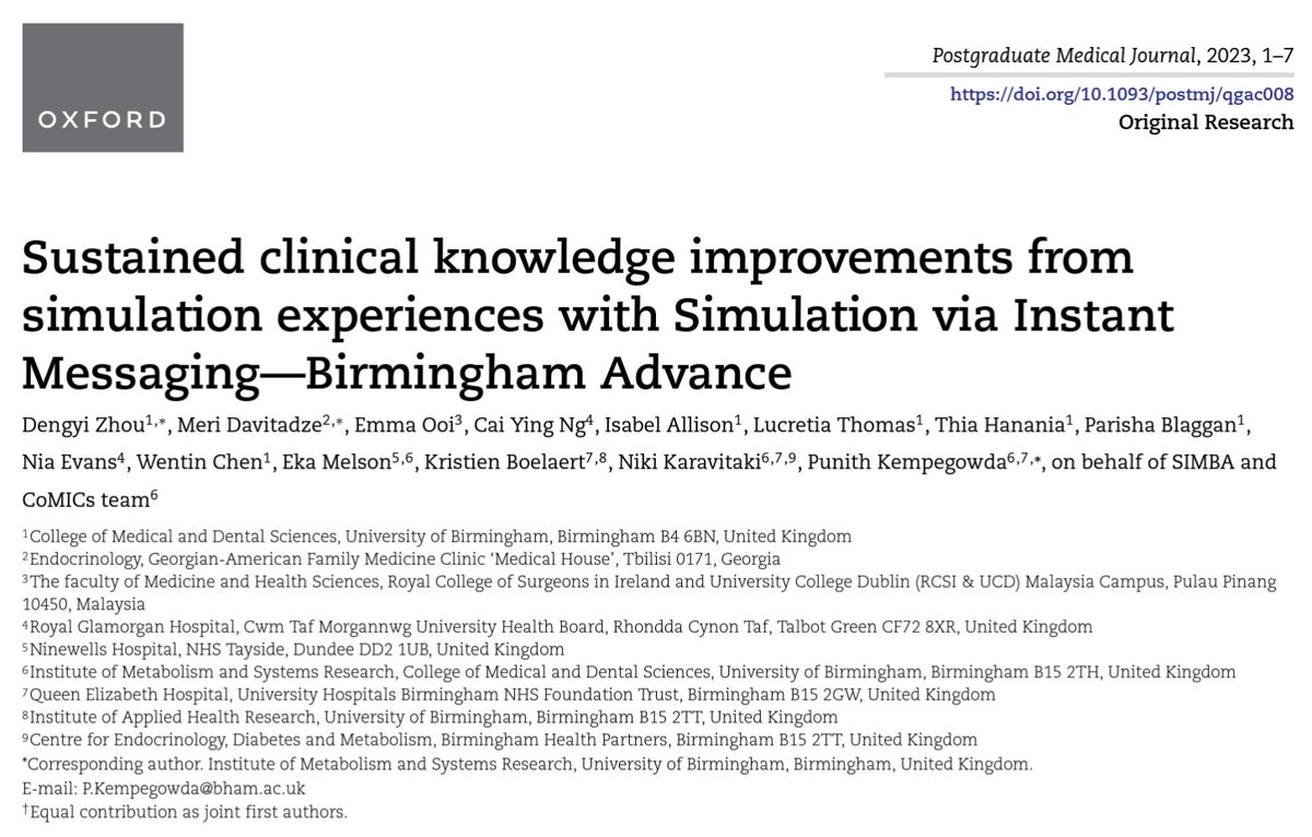 Excited to share our newest #MedEd research!

This is a milestone paper for @SIMBAsimulation &amp; @SimbaComics team. It establishes #SIMBA not only 𝐢𝐦𝐩𝐫𝐨𝐯𝐞s 𝐤𝐧𝐨𝐰𝐥𝐞𝐝𝐠𝐞 &amp; also 𝐬𝐮𝐬𝐭𝐚𝐢𝐧 𝐢𝐦𝐩𝐫𝐨𝐯𝐞𝐝 𝐤𝐧𝐨𝐰𝐥𝐞𝐝𝐠𝐞 for months later on!
Here's a 🧵 on this👇