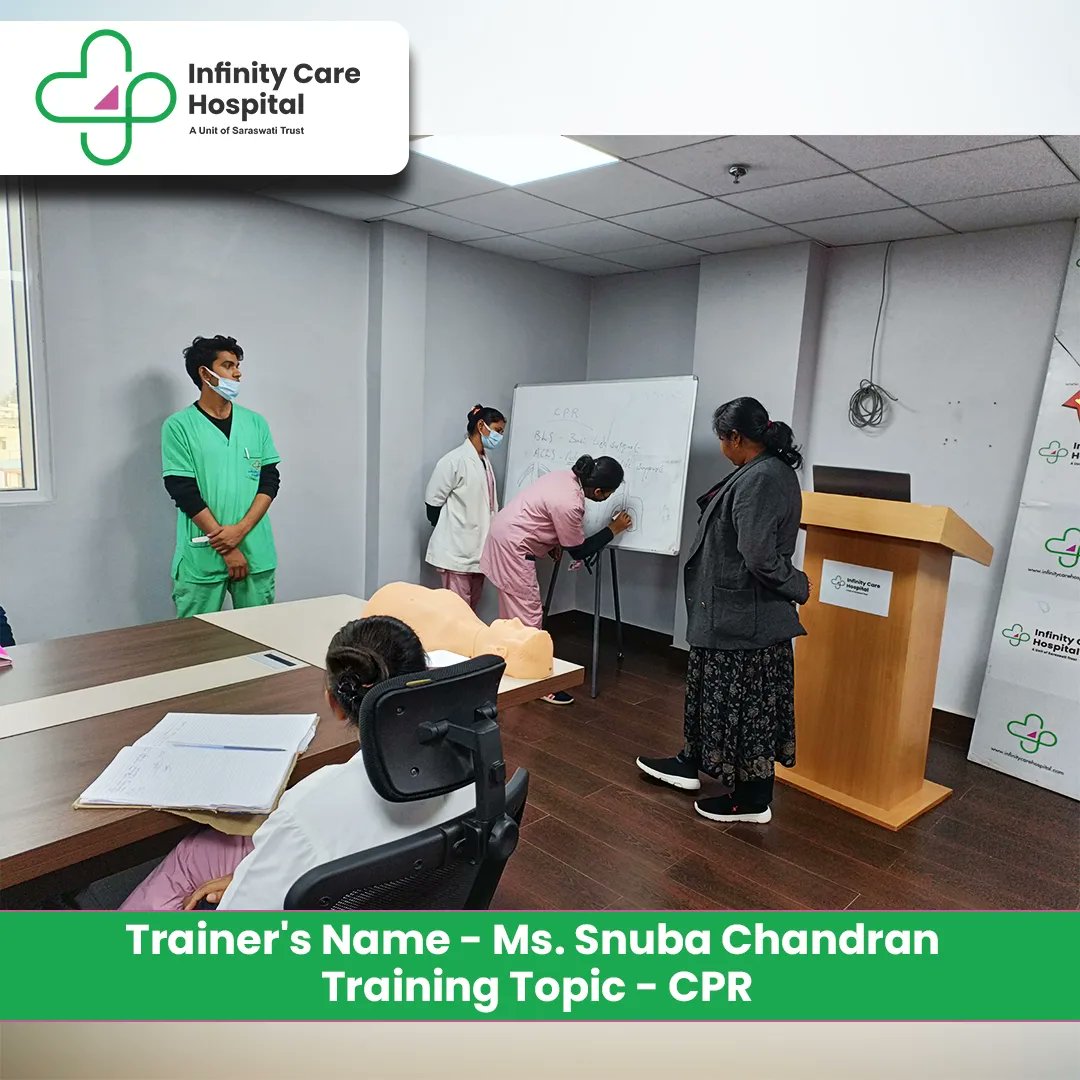 CPR Training by Ms Snuba Chandran at Infinity Care Hospital today. 

#infinitycarehospital #hospitalinvaranasi #multispecialtyhospital #training #cpr