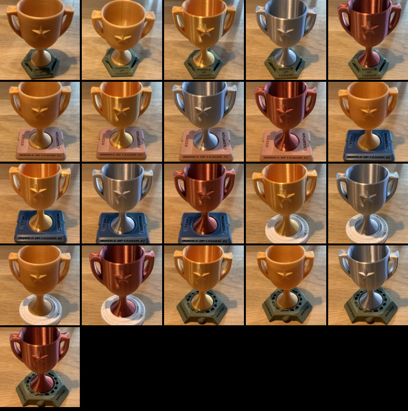 fan_trophy's tweet photo. Was etwas aussieht wie eine Abwandlung von #4gewinnt ist nur eine Vorschau der aktuellen Ausdrucke für ein paar Ligen und der verschiedenen Farbkombinationen… 😊

#FantasyTrophy #FantasyFootball #NFL #Trophy #3DPrint https://t.co/dpc2ryBxL0