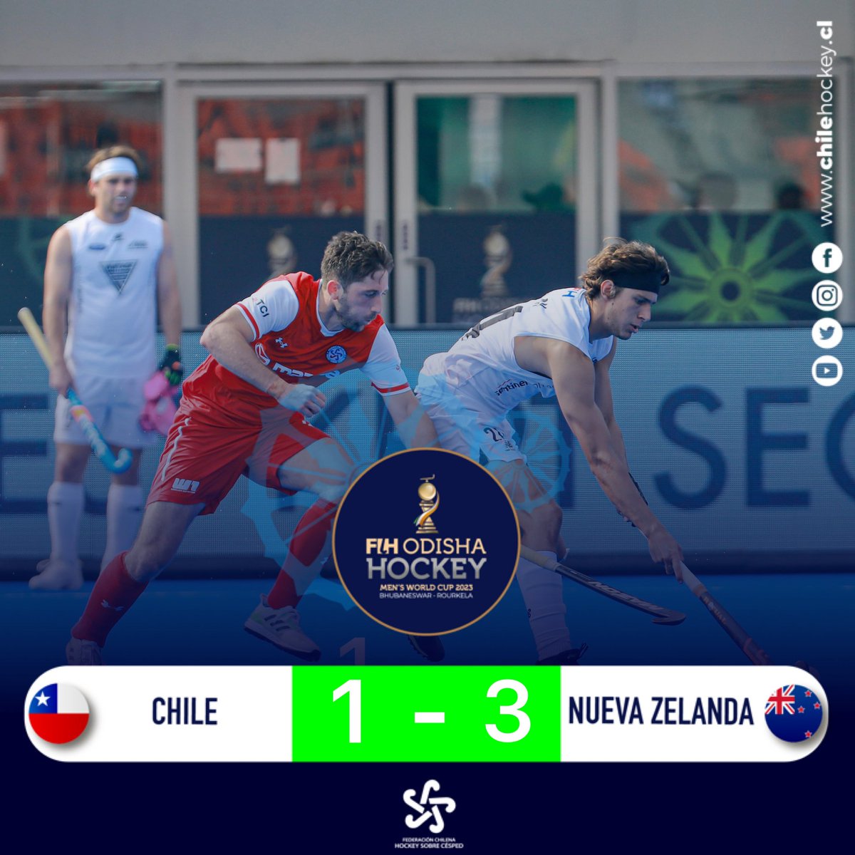 🇨🇱🏑🏆 Con la frente en alto, muchachos 

En un duelo muy emocionante e histórico, <a href="/ChileHockeyV/">Chile Hockey Varones</a> cayó en su estreno en el Grupo C del Mundial de Hockey Césped Masculino India 2023. ¡Estamos orgullosos de ustedes, #Diablos! 👏🏼

#LosDiablos #ChileHockey
#HWC2023 #MásHockey