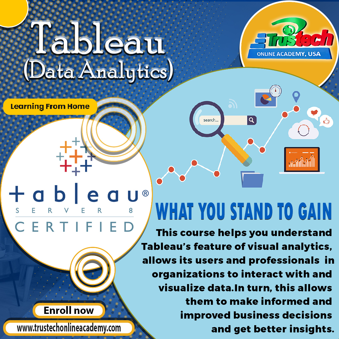 Tableau (Data Analytics) Course

Enroll Now: trustechonlineacademy.com

#tableau #art #tableaucourse #tableautraining #freecoursesonline #tableausoftware #datascience #data #certification #bigdata #ventas #training #skilldevelopment #placementpreparation #dataanalytics