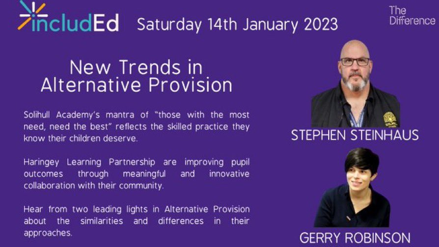 gerryrobin5on's tweet photo. Excited to be joining #IncludEd23 today, alongside 17 colleagues from @HaringeyLP - it promises to be an inspiring day. @TheDifferenceEd https://t.co/wYISAZdwOk