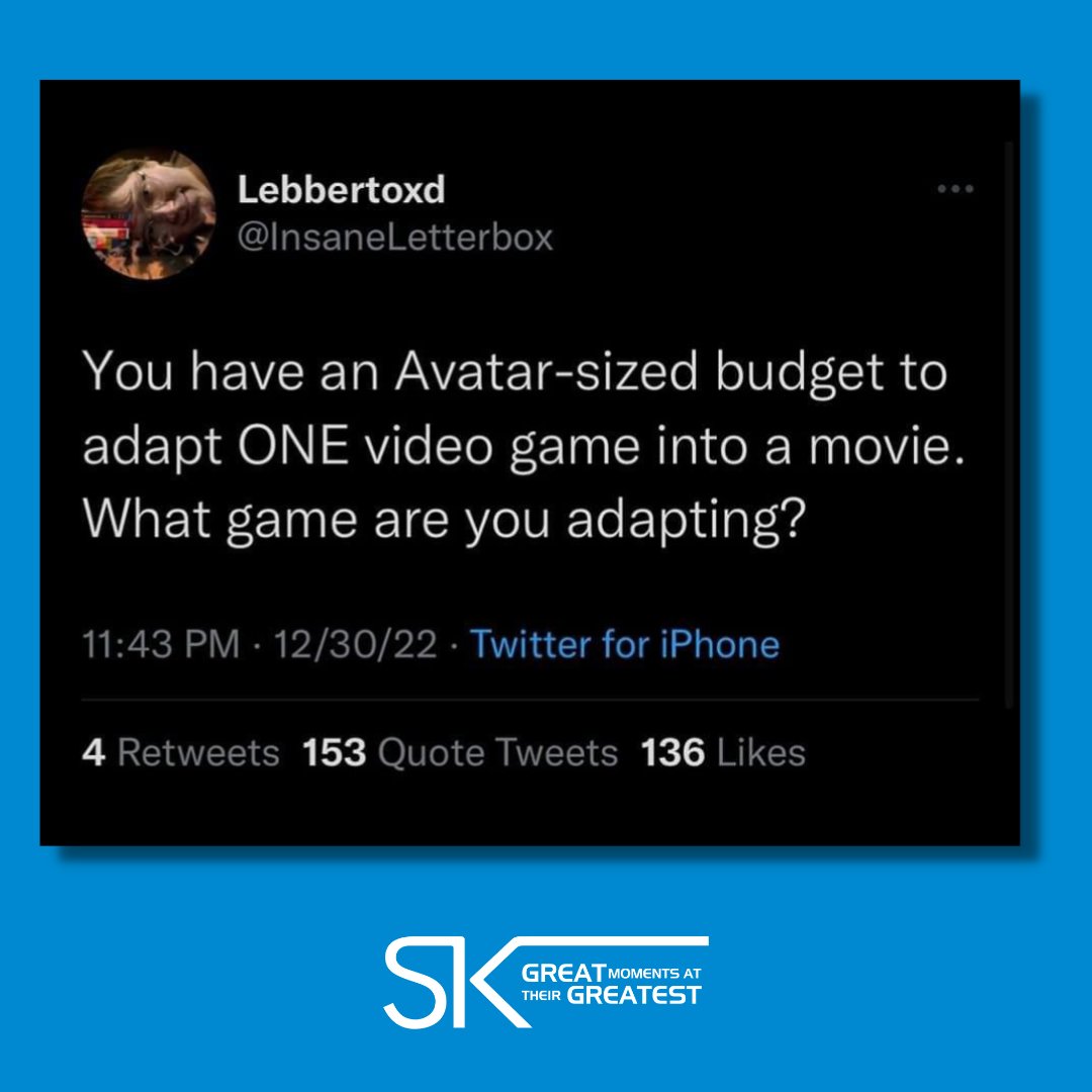 sterkinekor's tweet photo. Your budget is over $1 billion….
What video game are you adapting?
Share in the comments! 👀
#DoMoviesRight #HelloBigScreen #SterKinekor https://t.co/nwYE23QDUH