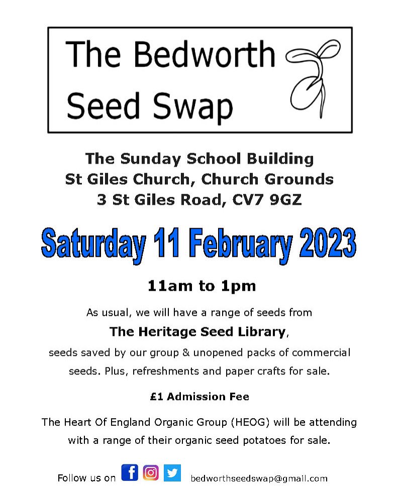 BedworthSeed's tweet photo. Just 4 weeks to go until The Bedworth #Seed Swap opens it doors. Something for us #gardeners to look forward too!
See you there 🤗

#seedswap #localseedswap #openpollinated #heritageseed https://t.co/bBlNmjWjq3