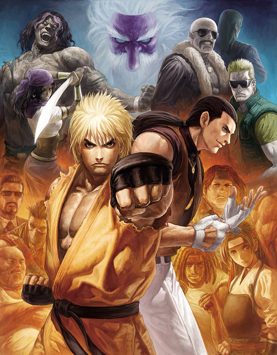 The artwork of #ArtOfFighting Anthology aka #RyuukoNoKen: Ten-Chi-Jin by Eisuke Ogura used on the cover of the #PlayStation2 (EU/JP/NA) and the #PlayStation4 (Portugal and Spain) physical releases. This one is an amazing piece! Upscaled, cleaned, and slightly retouched.