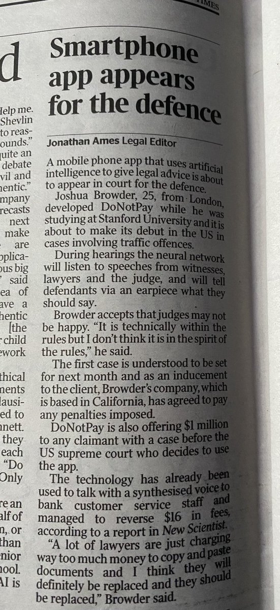 MAMBarLife's tweet photo. “smartphone app appears for the defence” in @thetimes today
Well now… Good thing that much Criminal legal advice and representation is free in UK… #savelegalaid https://t.co/Ue1FsAzcS2