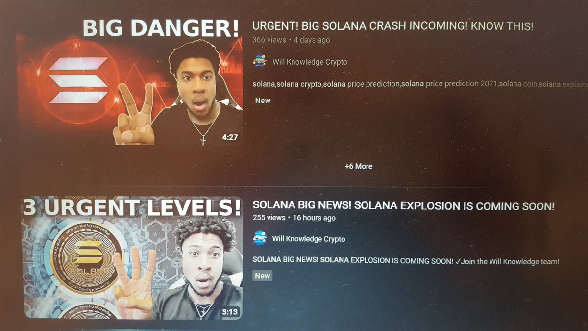 R_POLYCOTS's tweet photo. When Solana is moving Youtube is totally clueless ...

Look at these 2 video titles 3 days apart !!! #solana https://t.co/4PLreFtcRl