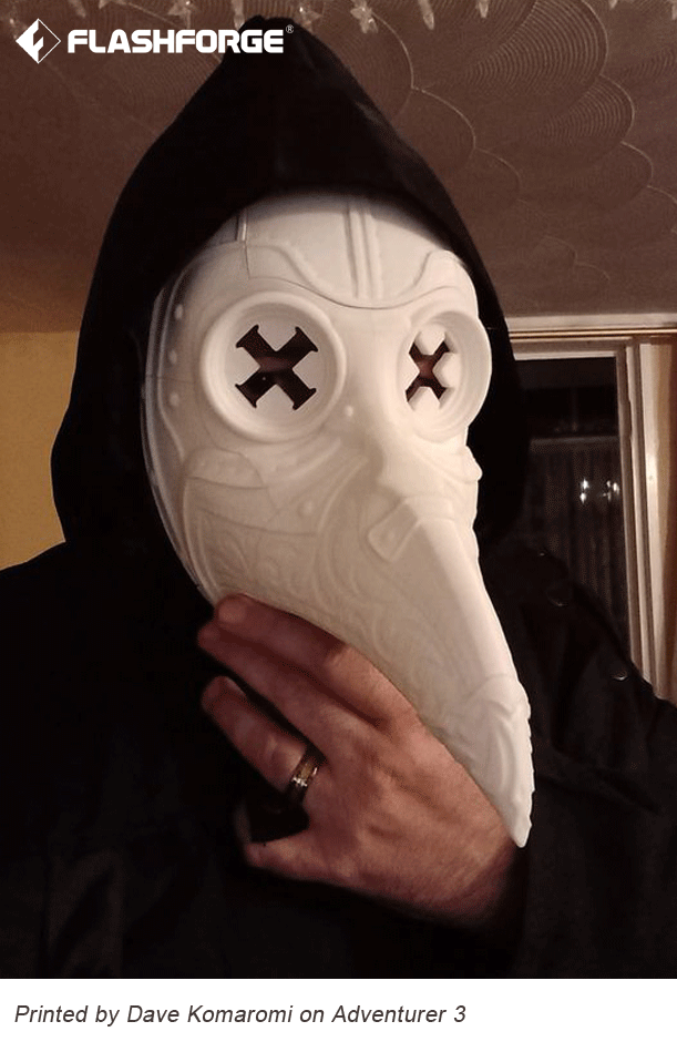 ff3dprinters's tweet photo. 🧐🧐What's your first 3D print in 2023? We found 3D printed plague doctor mask and some really cool projects at Flashforge Official User Group. If you have any fresh models built on #Flashforge3DPrinter, welcome to share at #Flashforge Official User Group and win free prize. https://t.co/NUoNbjX2jp