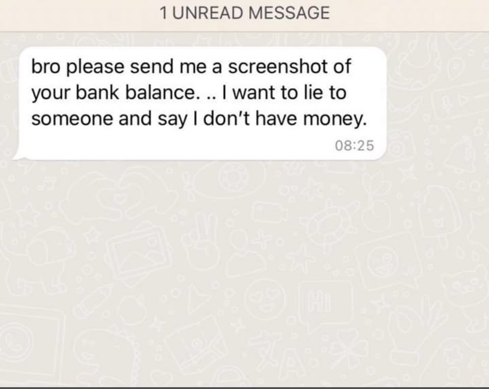 Sidesman11's tweet photo. This is a clear disrespect of someone's financial status 😅😅
#NationalShutdown #NapoliJuve #ManchesterDerby #RamaphosaMustFall #fearwomen https://t.co/hAcWmOHG0k