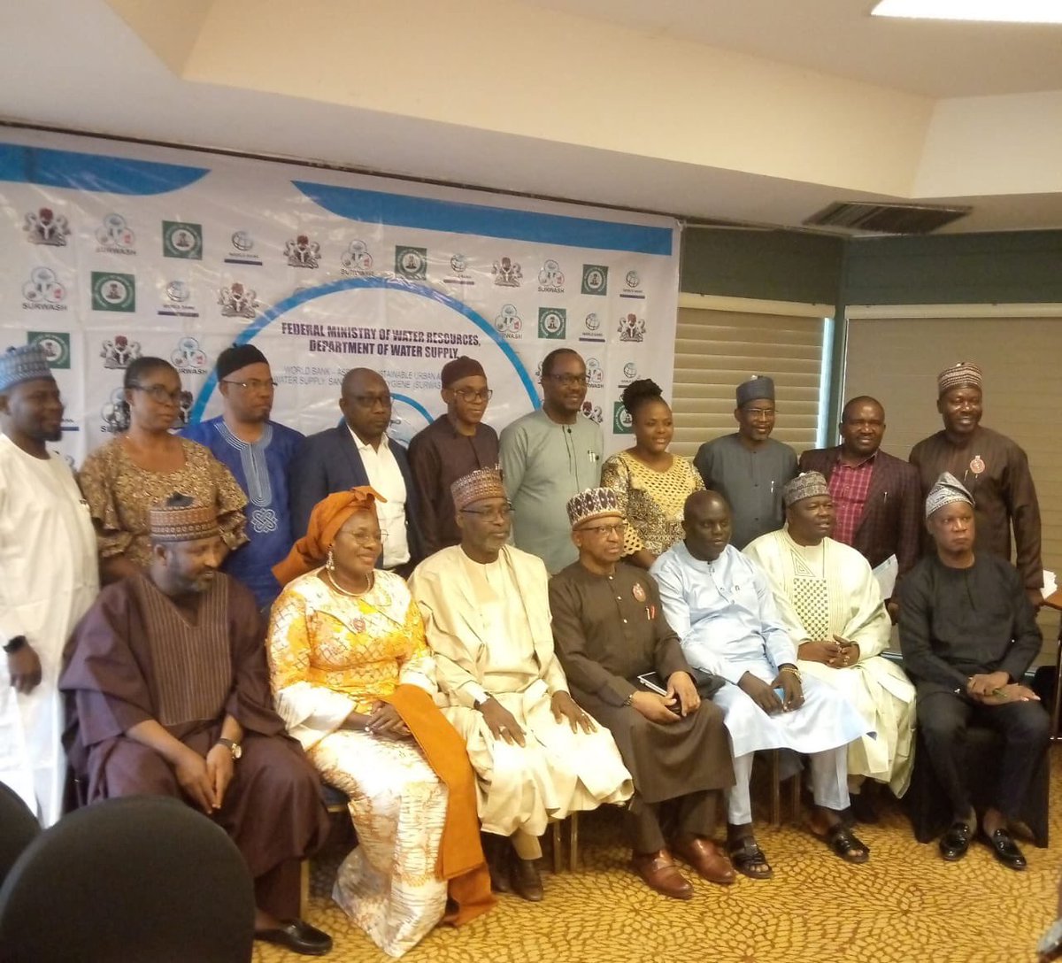 Group photograph of the Honourable Ministers and members of the Steering Committee on SURWASH after the Inauguration.