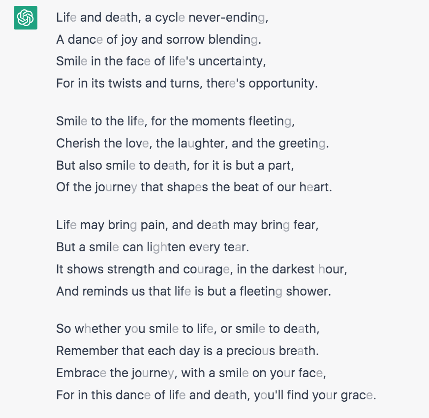 granfjsh's tweet photo. I have used AI to write a poem in English for the first time.  Has been a fantastic experience. The future is here one other time. Humans that work in a creative dimension can open their minds to infinite possibilities.
Here is my poem: https://t.co/PQxWJHzurv