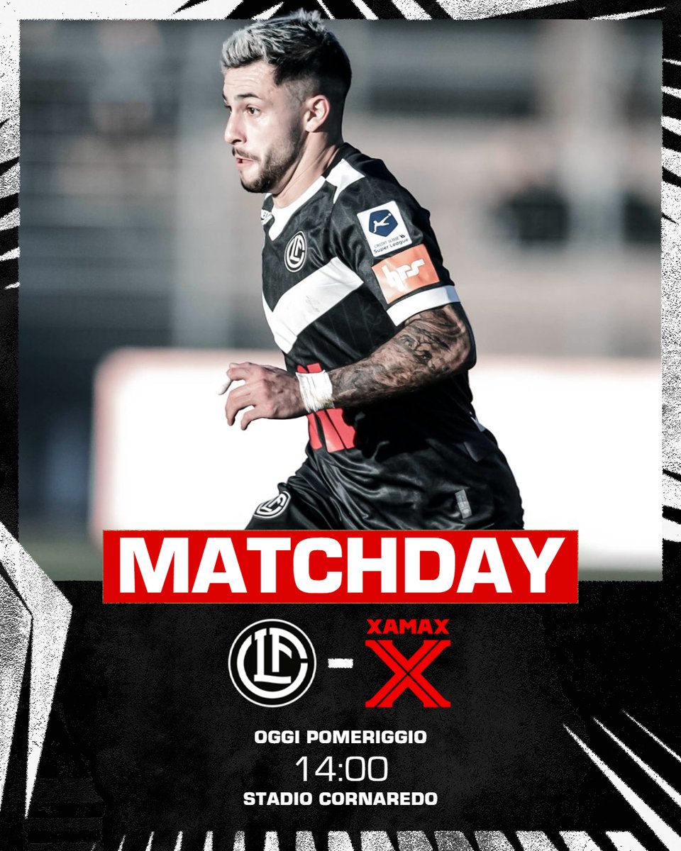 FCLugano1908's tweet photo. ⚽ Amichevole
🆚 Neuchâtel Xamax
⌚ 14:00
🏟️ Stadio Cornaredo
🎟️ Ingresso libero
📺 Live streaming: https://t.co/FkfneIjHSi
#fclugano #lugano #FCL #LUGXAM #LuganoXamax https://t.co/SOIP3RZtKh