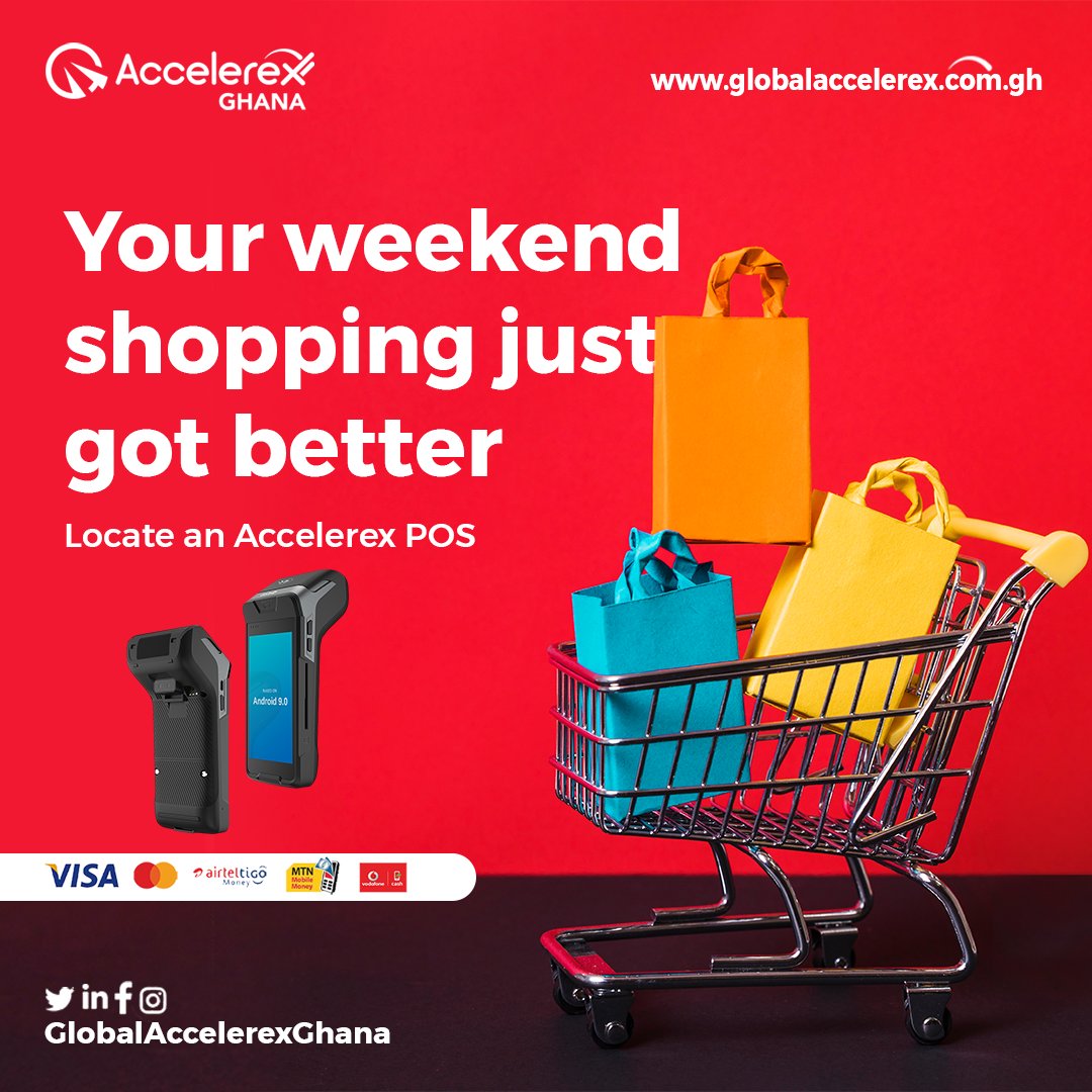 AccelerexGhana's tweet photo. Have an Accelerex Weekendπ€
#AccelerexGh #POS #Weekend #Cashless #Shopping #Rexpay #Rexretail
#ManchesterDerby https://t.co/5Pn3wqlF9y