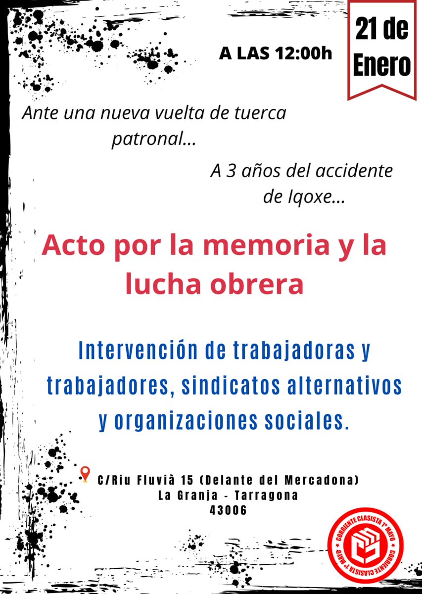 ¡¡¡OS ESPERAMOS!!!
SE AGRADECE DIFUSIÓN
#ClaseObrera #ClaseTrabajadora #precariedad #precariedadlaboral #Tarragona #unidadylucha #informacion #difusion