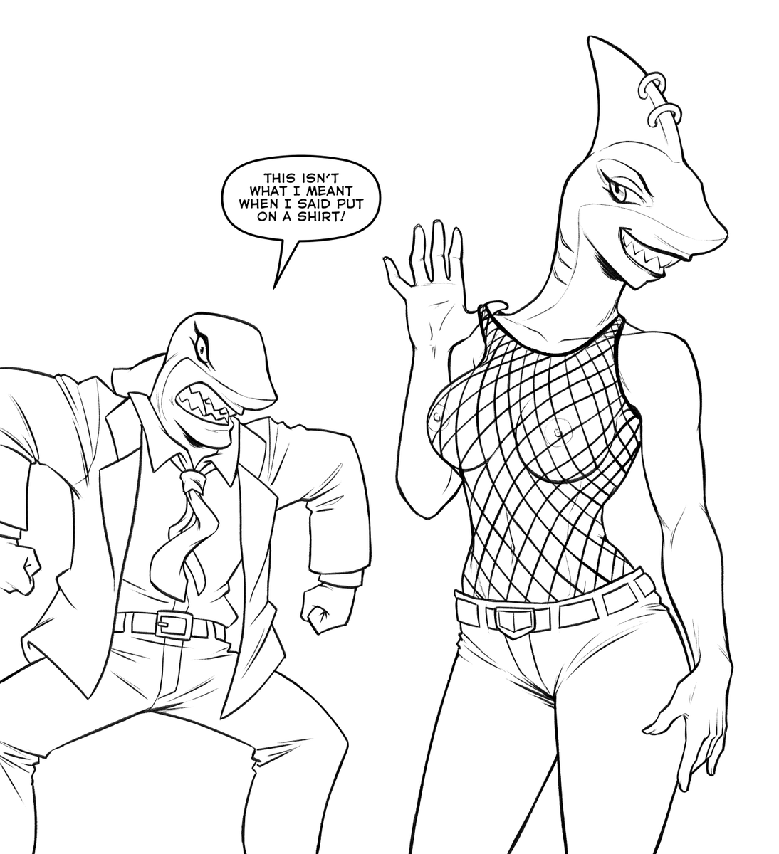 BITE_COMIC's tweet photo. Olivia in her favorite past time, not having a shirt on. 
#Shark #Anthro #Sharkgirl #Comics https://t.co/sVd5J183uZ