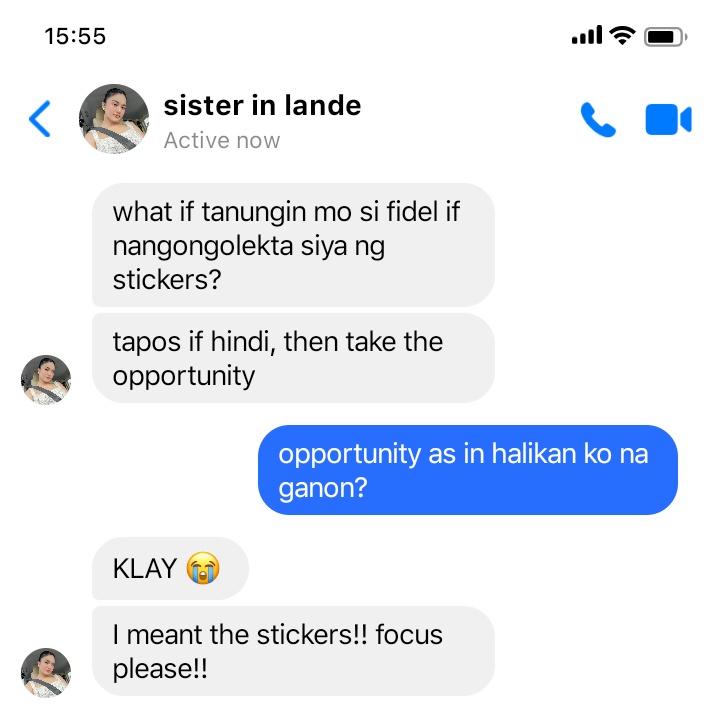 kyah, enge stickers.

  — short #FiLay socmed au kung saan nangongolekta si Klay ng stickers para sa ⭐bucks rewards na journal at nagkataon lang din naman na bumibili rin ng kape si Fidel (ang kaniyang frenemy na crush) nung araw na nagsimula na siyang maging desperada.