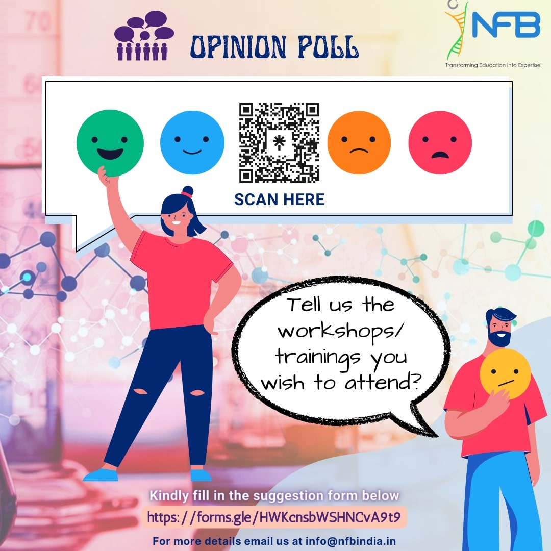 NFB_india's tweet photo. Suggestions/ Recommendations
Let us know what kind of training programs you are looking out for in the *link below* or *Scan the QR code* 
Help us serve you better💚
(Google form - https://t.co/hHufgJiTSK) ~Team NFB
#nfblab #NFBians #research #nfbindia #nfbworkshops #nfbservices https://t.co/4uQe3D0EcR