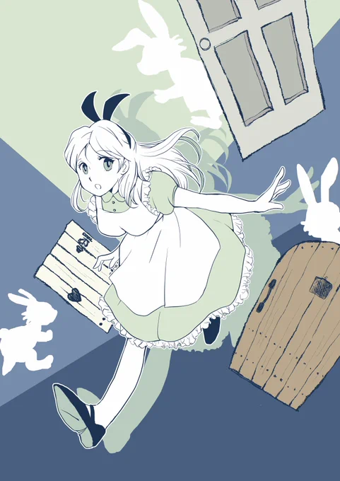 やってみました。面白いですね   #絵を彩度100にすると超派手 #不思議の国のアリス