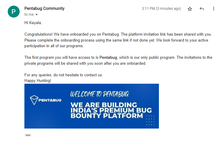 0xKayala's tweet image. I am so excited to be a part of the PentaBug Red Team. Looking forward to hunting on @pentabug. pentabug.com.
#pentabug #letsgohunting