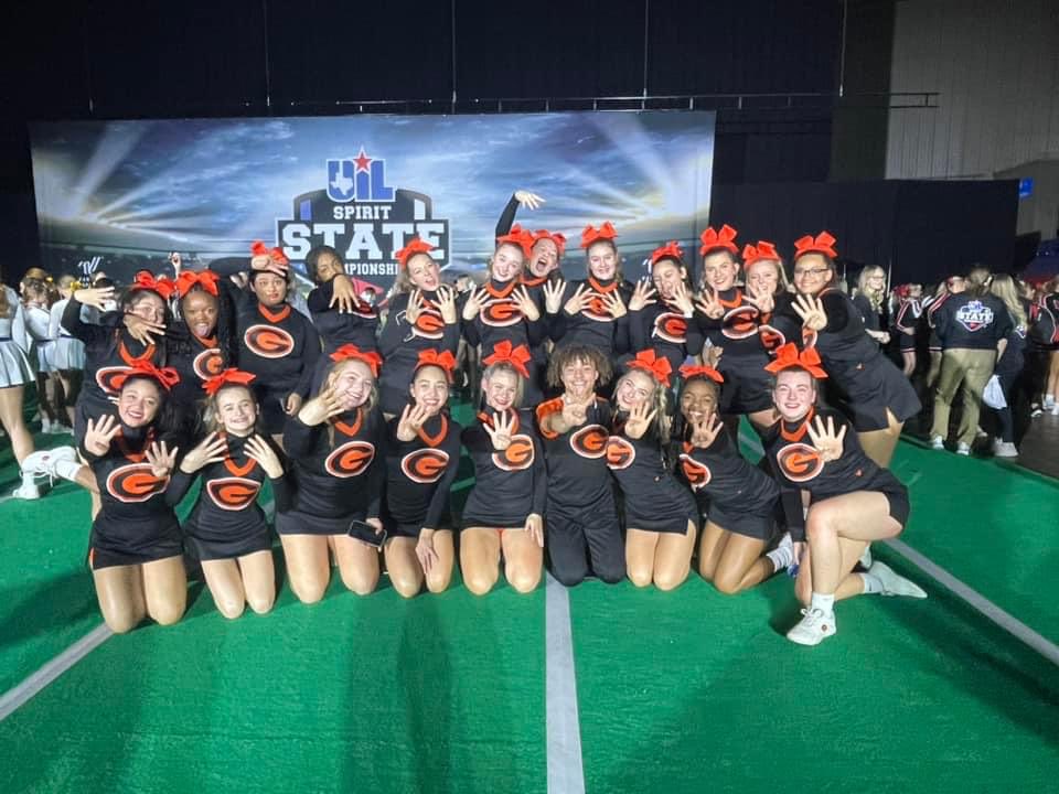 GilmerISDProud's tweet photo. Our GHS cheerleaders placed 4th in the state out of over 50 teams at the UIL Spirit State competition!!! Congratulations!!!!!        👏🏼👏🏼👏🏼👏🏼 https://t.co/NxumC6vrSn