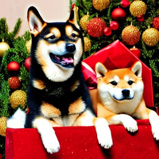 Aiが生成した存在しないクリスマスをお祝いする柴犬たち