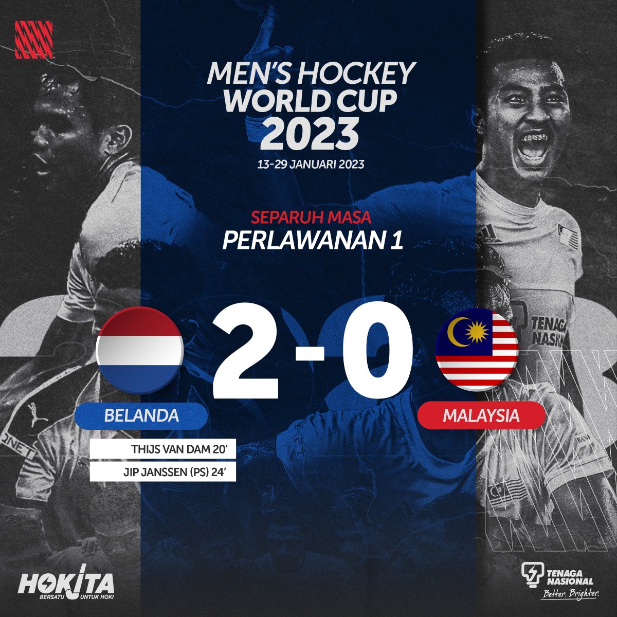 HokitaMY's tweet photo. #HWC2023 | #NEDvMAS

Kesilapan mudah tadi menghukum #SpeedyTigers kita dengan 2 jaringan. Separuh masa kedua nanti, kita perlu memperbaiki pertahanan untuk tak memberi peluang lagi buat lawan. 👊 Apa pendapat anda? #SayaSokongHokiMY #BersatuUntukHoki https://t.co/hpaPmRZFlN