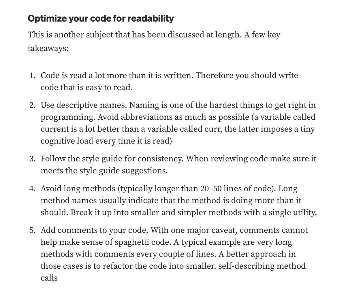 burcu_geneci's tweet image. These 5 items are summarizing exactly how I think/feel/approach about readability while doing every single code review. 👌 #codereview #readability
