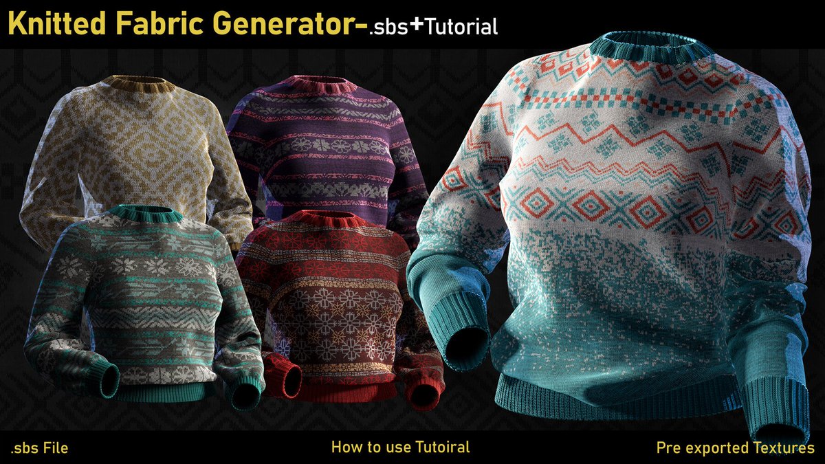 S3ART_Store's tweet photo. Knitted Fabric Generator + Tutorial
✅ Get it here: https://t.co/j5KjTRCwIz
-
#associate #materials #deboxstudio #substancedesigner https://t.co/2FIKVyOYBc