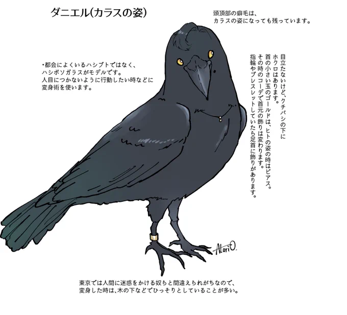 一次創作のダニエルくん～カラスの姿 #吸血鬼ダニエルは血が飲めない 