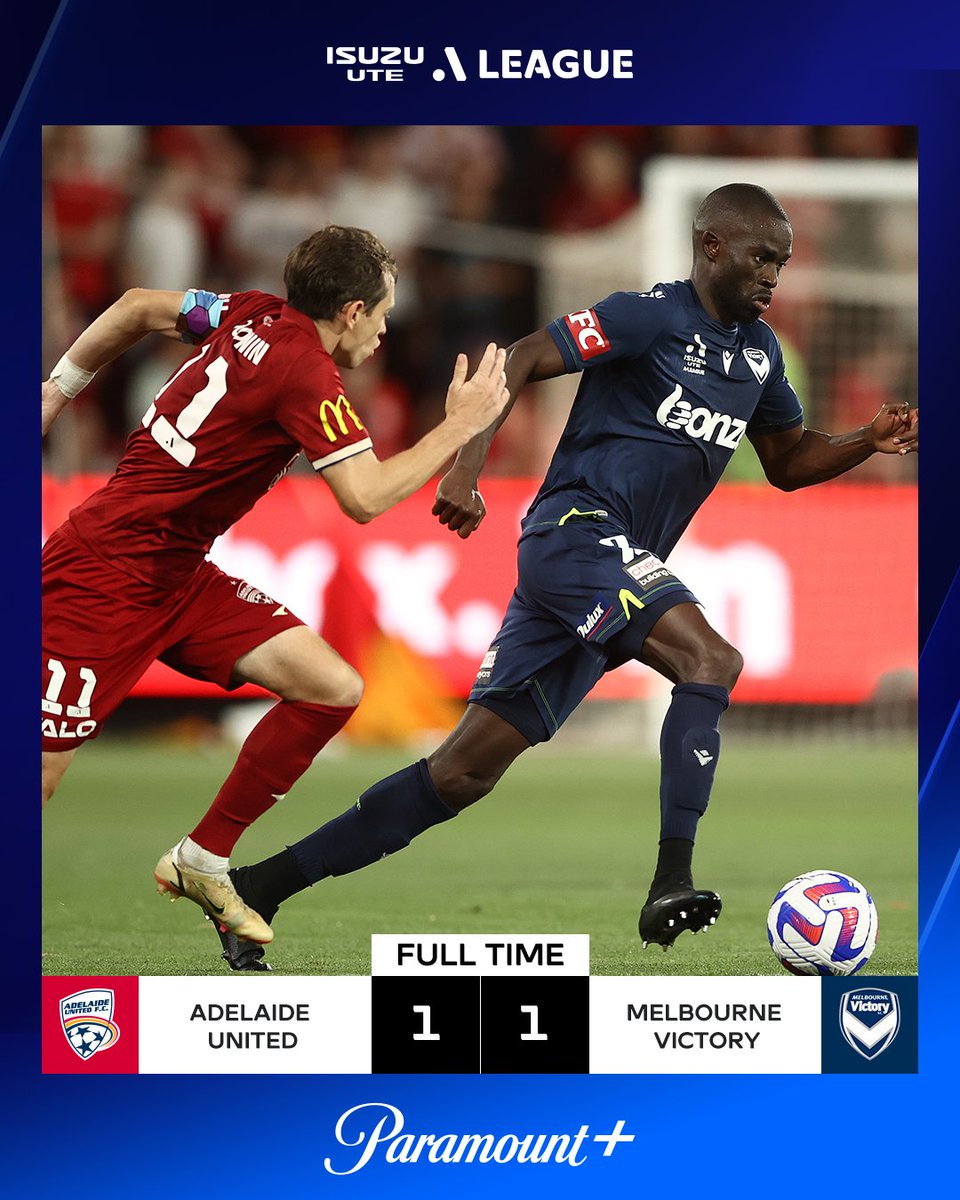 ParamountPlusAU's tweet photo. FT| Another classic instalment of the #OriginRivalry π
All square at Coopers Stadium.
Catch all the post match action followed by #PervSyd LIVE on Paramount+ πΊ
#ADLvMVC https://t.co/nW4DQlyQdQ