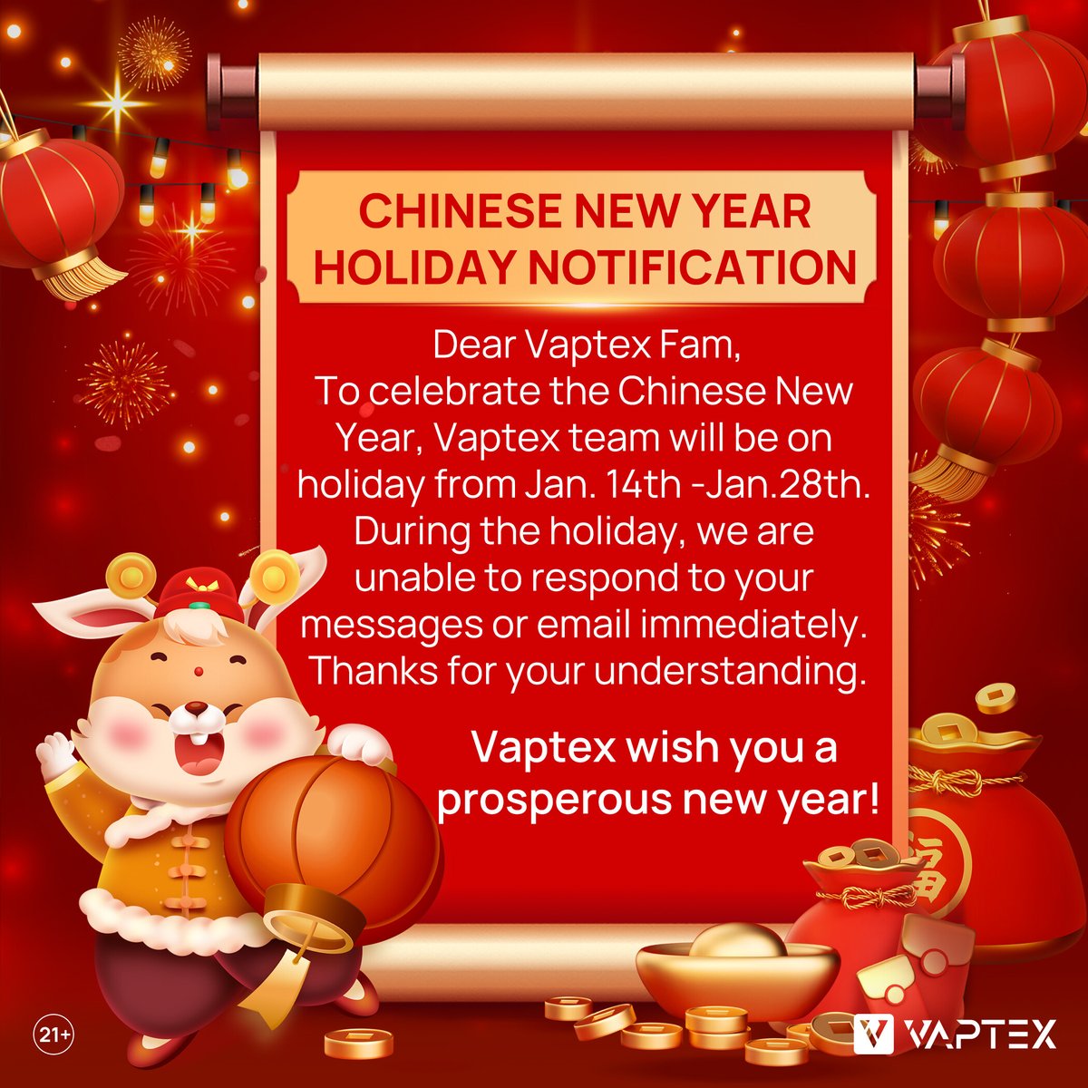 Happy Chinese New Year! All the best wishes to Vaptex fam. vaptexworld.com #newyear #chinesenewyear #vaptex