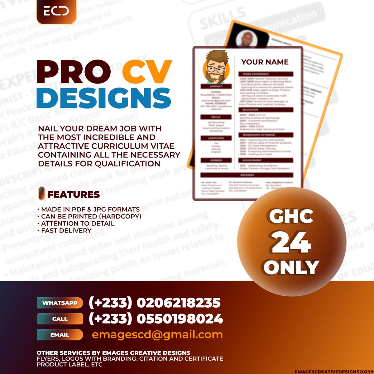 enochboatengYT's tweet photo. ๐ ๐ก๐๐๐ ๐ฌ๐ข๐จ๐ฅ ๐๐ข๐ ๐๐ก๐ง๐๐ฅ๐ฉ๐๐๐ช
Digital Professional CV Design
#jobinterview #CV #jobapplication #jobvacancy #business #jobmarket #vacancy #cvdesigns #digitalcv #cvdesigner #businessmarketing #jobmarketing #interview #jobseekers #jobhunt #jobsearching #Vacancies https://t.co/RiIUqSstZU