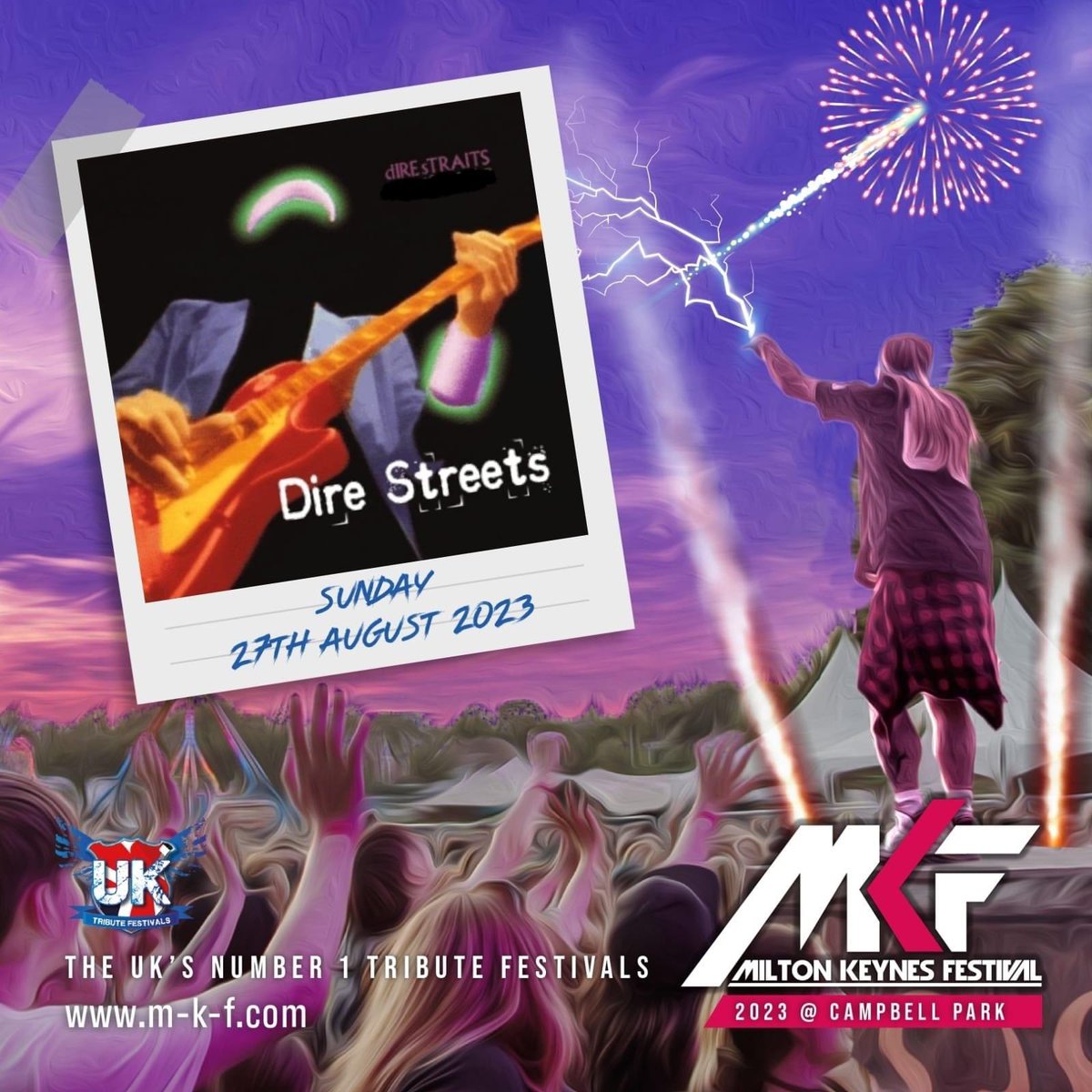 MKF.... O' that aint' Workin' ..that's the way you do it !.... August Bank holiday weekend Campbell Park .. Tribute to Dire Straits  .. Sunday 27th August ... Dire Streets .. Tickets released Friday Jan 27th