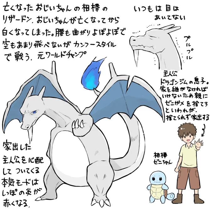 息抜きに昔考えてたポケモソの話を絵にしてみた。ふわっとしか考えてなかったから今の私が少し補正したけど…後ちょっと忘れた…
絵は描かなかったけど妄想してお話考えるのは好きだったからこういうの沢山あるのだ😊
絵を描くようになって妄想を形に出来るようになったのは楽しい😆 