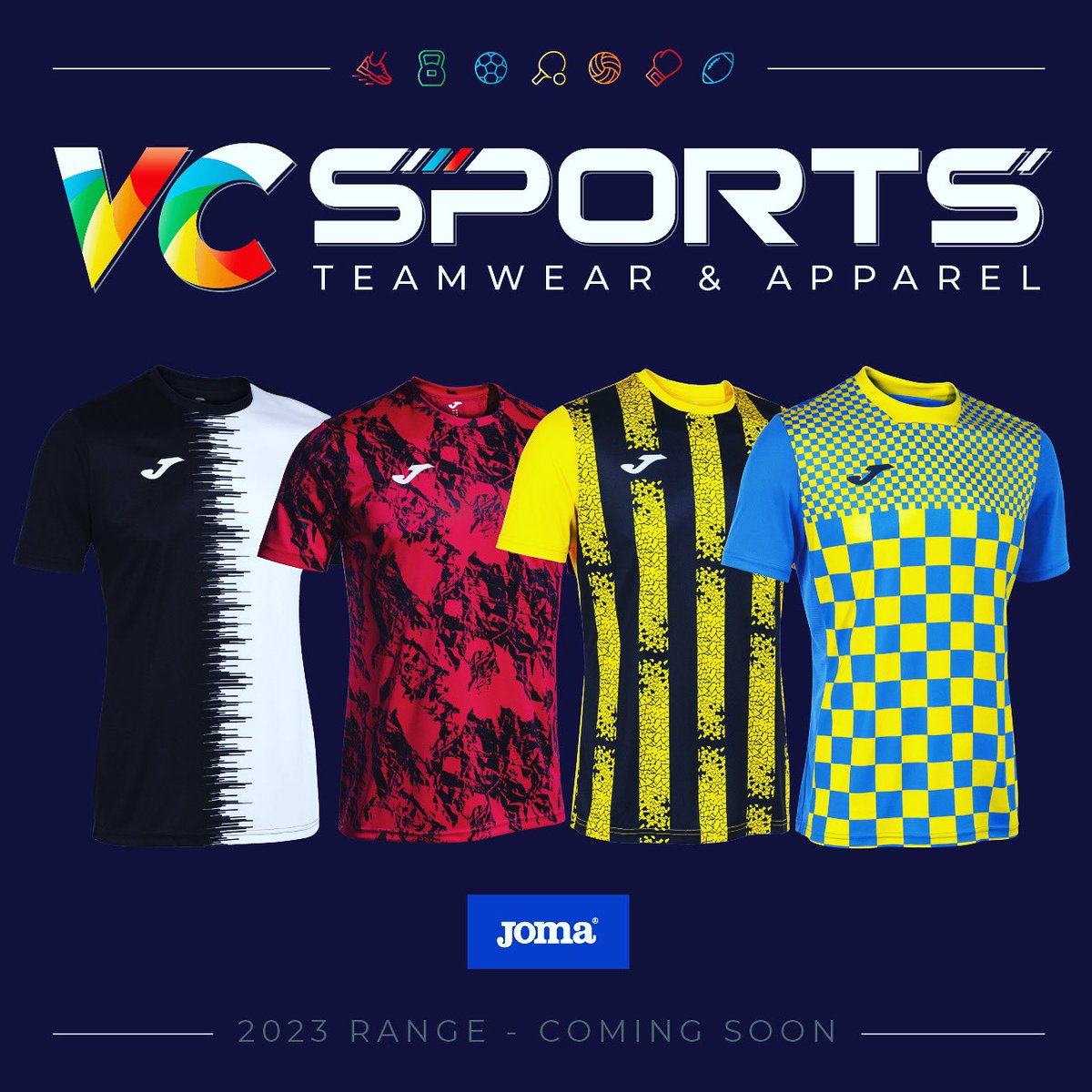 🌟 New Joma 2023 Range! 🌟
Coming soon from VC Sports! 

Go check out our new page and give us a follow &amp; RT @vcsportsteamwear for all your teamwear and kits! ⚽️

Competitions starting soon!
#teamwear #grassroots #football #kits