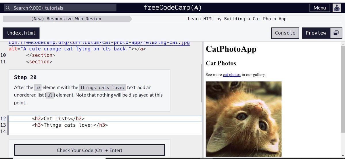 Jenniemeka's tweet image. Excited to start my #100daysofcode journey with @freeCodeCamp! Day 1 complete and loving🥰 the interactive coding challenges, I learnt of the HTML elements and anchor tags.
#codingnewbie #100daysofcode #freecodecamp