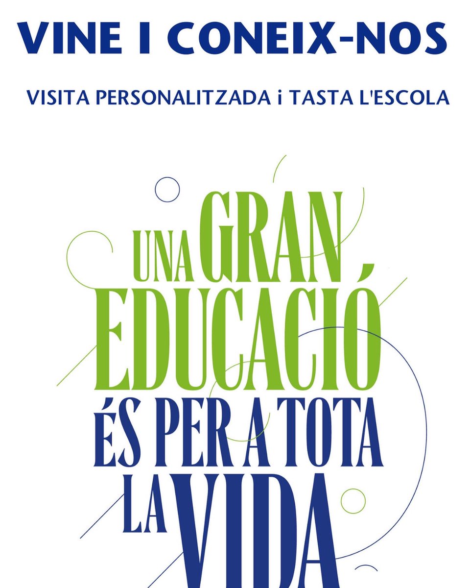 VINE I CONEIX-NOS 🔵🟢!
A l'Escola Pia Sabadell et convidem a conèixer els NOUS ESPAIS d’i3! 

👉Visites personalitzades 
☎️ 93 748 44 30
✉️ sabadell@escolapia.cat 

VISITA I CONEIX LA NOSTRA ESCOLA!
