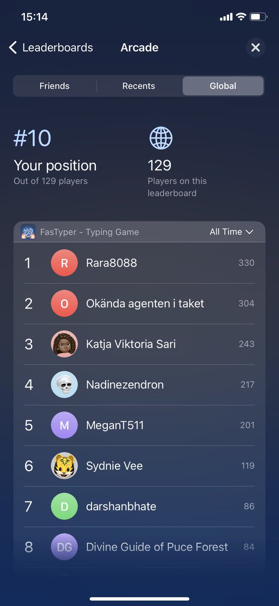 Fast_Type_ios's tweet image. Here some leaderboards ❤️