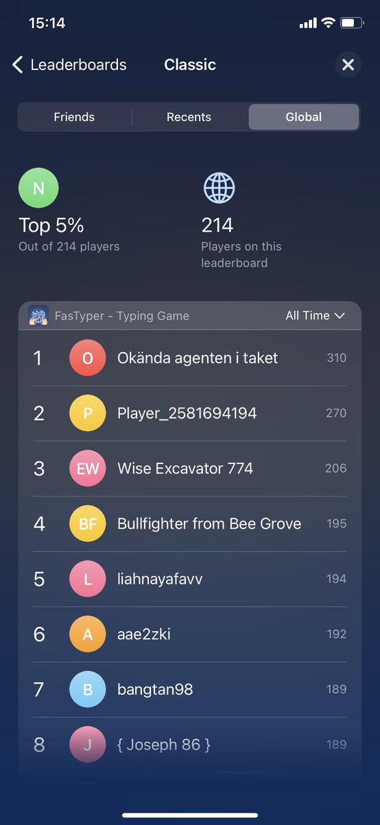 Fast_Type_ios's tweet image. Here some leaderboards ❤️