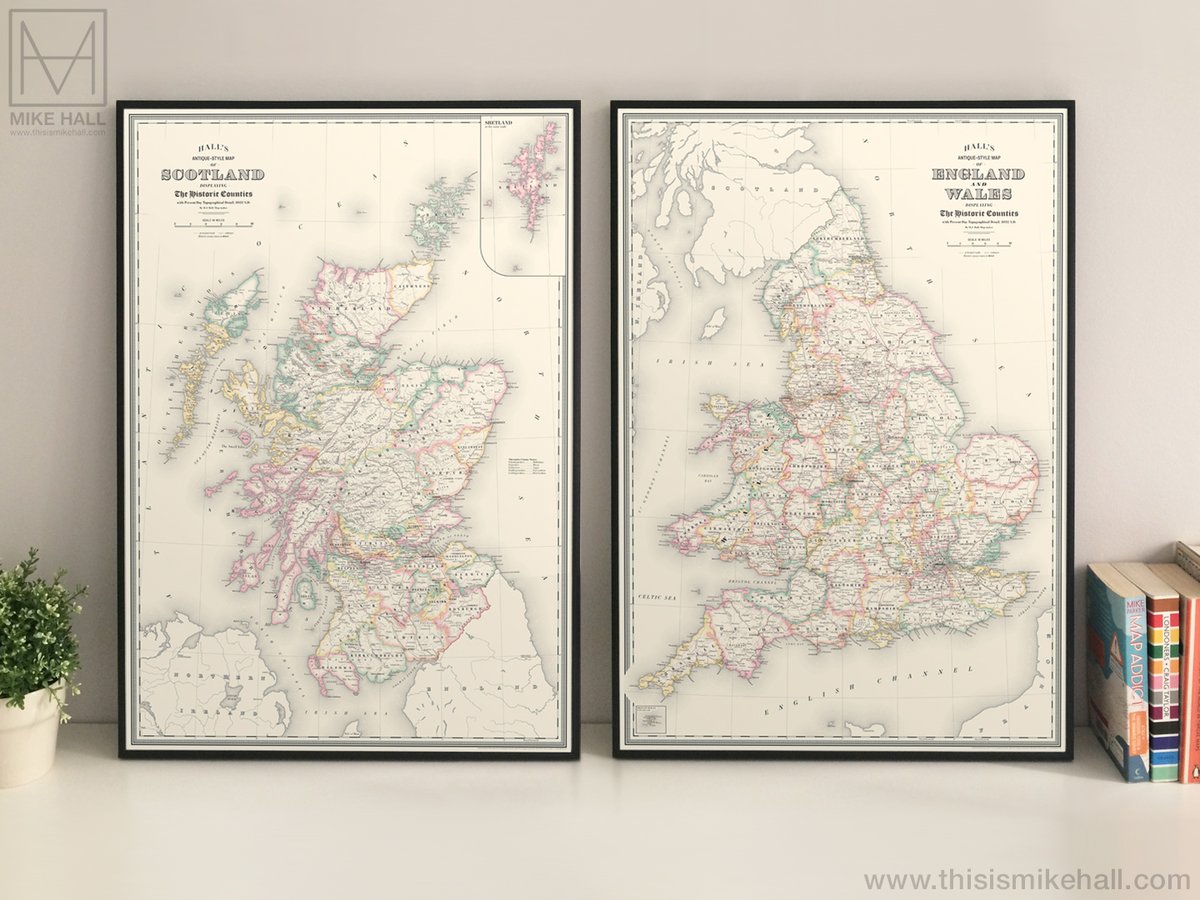 My maps of the #HistoricCounties of England & Wales 🏴󠁧󠁢󠁥󠁮󠁧󠁿🏴󠁧󠁢󠁷󠁬󠁳󠁿 and Scotland 🏴󠁧󠁢󠁳󠁣󠁴󠁿 would make a handsome pair on the wall of any British history enthusiast
➡️ bit.ly/MHEWSx2