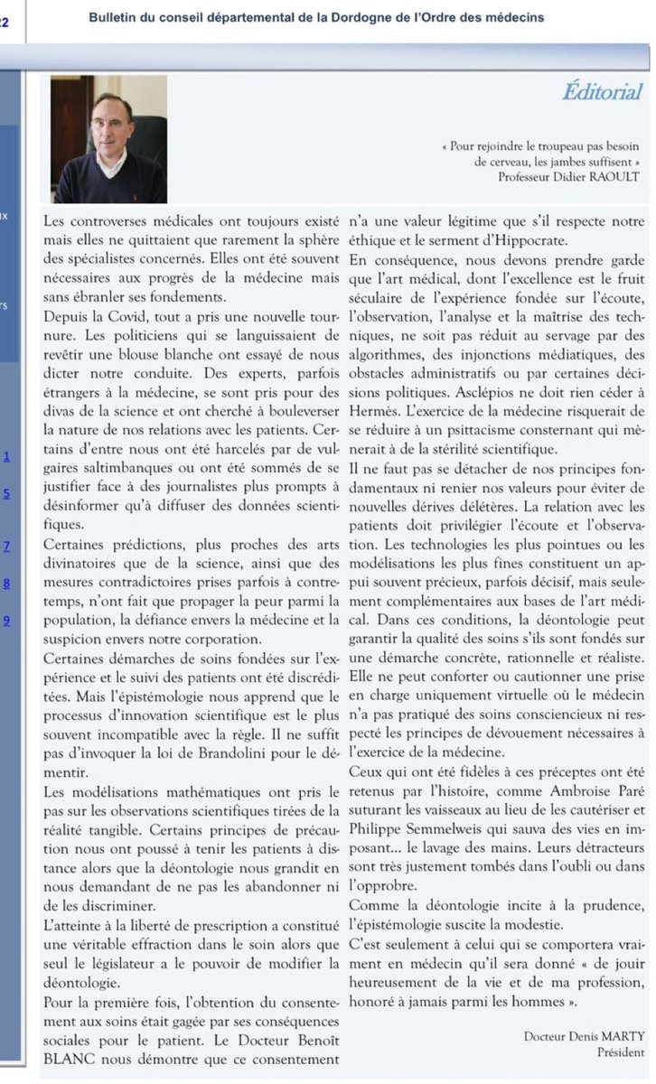 CaptainMedical's tweet photo. Son tord ? avoir commencé son édito par une citation du célèbre Professeur #Raout 
Voici l édito en question https://t.co/qrWaLtOEmT