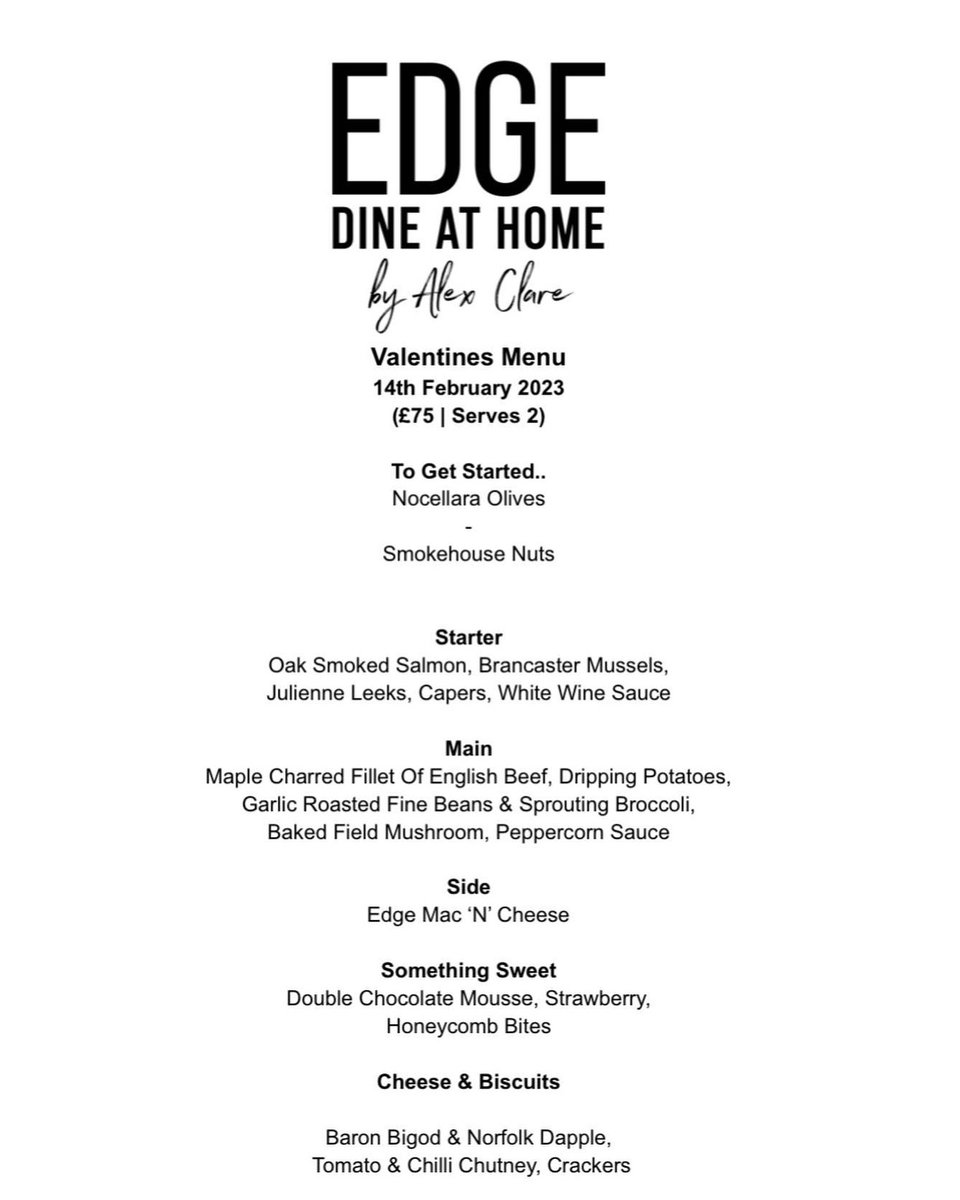 TURN the lights down low, get that Barry White album out and treat yourselves to some first class nosh this Valentine's! #WintertonOnSea #ValentinesDay #Valentine #Edge #Fine #Dining #AlexClare