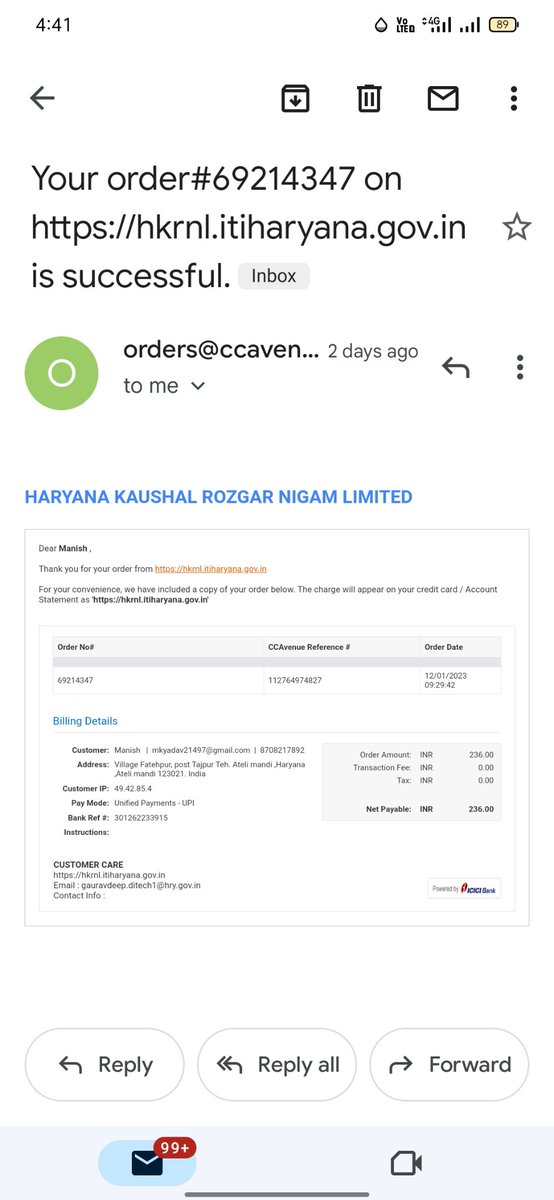 Manish21497's tweet photo. #HKRN #cm #Haryana 
Two time payment done and every time new payment option in Haryana Koshal Rojgaar Nigam portal and my application not complete payment issue last time cancel application
Payment proof attached
Plz refund my amount 
@cmohry @Dchautala @mlkhattar https://t.co/pbSaiXswSA