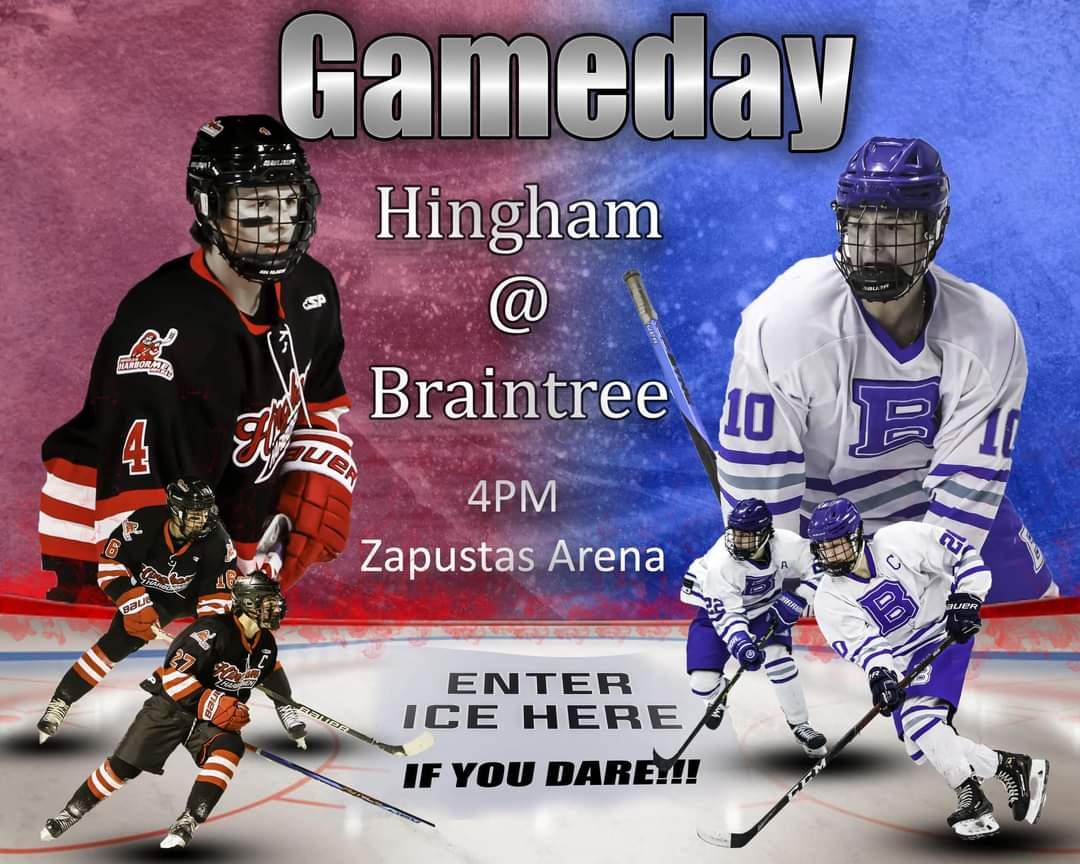 Bk99photography's tweet photo. According to NEHJ rankings #12 Braintree will be facing against #3 Hingham at the Zapustas Arena!! Can Braintree upset Hingham at their house or can Hingham remain in the top 5 category of the best hockey teams in the state? We’ll find out at 4 PM! https://t.co/H5Y7CmGkos