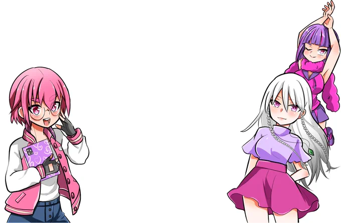 一応、数キャラ毎にレイヤー分けて描いてたのでちょっと分解できる所もあるこの辺は分割してもお見せできるかなこれ、レイヤー数極力減らすために下地塗りしてるレイヤー数かなり少ないです 